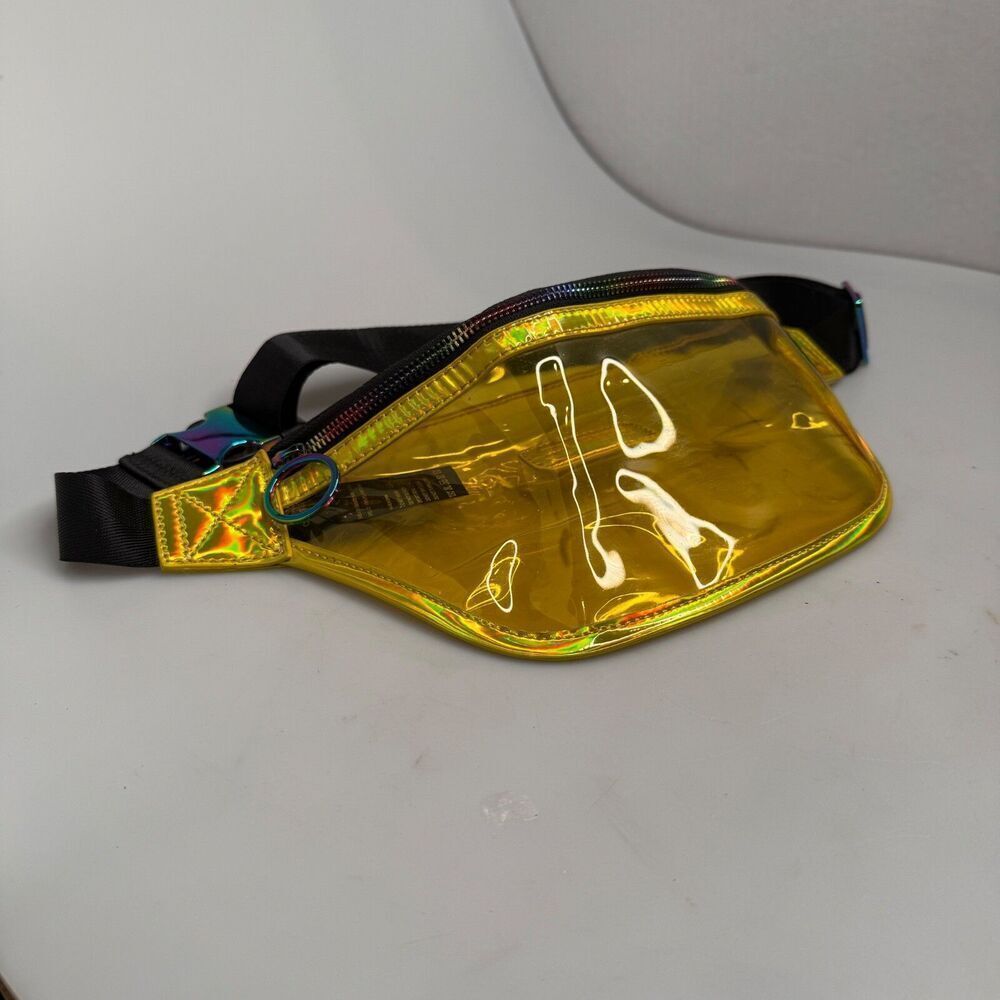 Like Dreams Yellow Clear Fanny Pack Waist Crossbody Bag 11"x6"x3" GUC Adjustable - Picture 8 of 16